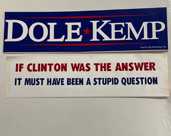 Vintage Bob Dole 1996 Presidential Election Bumper Stickers
