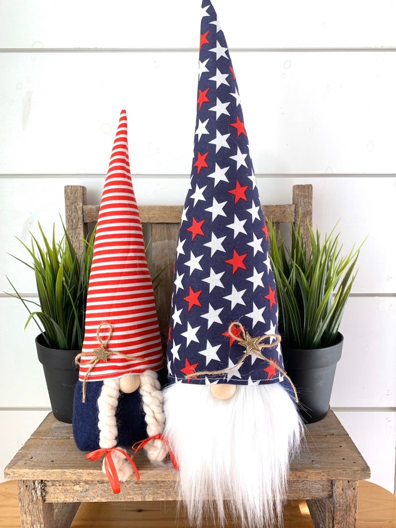 4th of July Patriotic Gnome Couple image 1