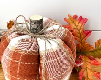 Autumn Fall Plaid Fabric Pumpkin