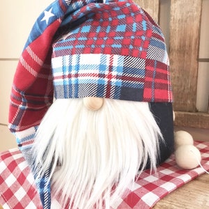 Stars & Stripes Plaid Slouchy Hat Gnome, Boy or Girl image 2