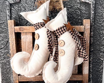 Halloween Rustic Primitive Hanging Witch Boots | Natural