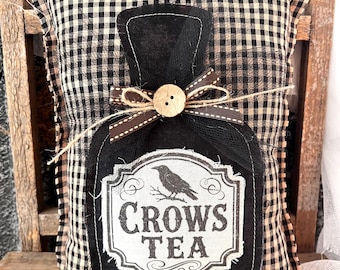 Primitive Poison Bottle Pillow, Crow’s Tea