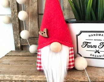 7" Mini Red Gingham Gnome, Boy or Girl