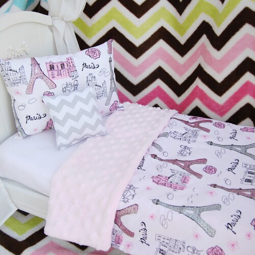 American Girl 18 Doll Bedding Set Mint Floral Etsy