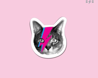 bowie cat fridge magnet - david bowie art - aladdin sane cat - cute cat magnet - locker magnet