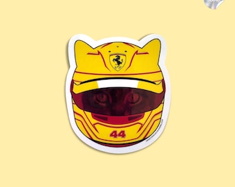 Ferrari F1 Cat Sticker – Lewis Hamilton Holographic Helmet Decal