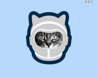 space cat fridge magnet - astronaut kitty art - astrocat - cute cat magnet - cat lady kitchen decor