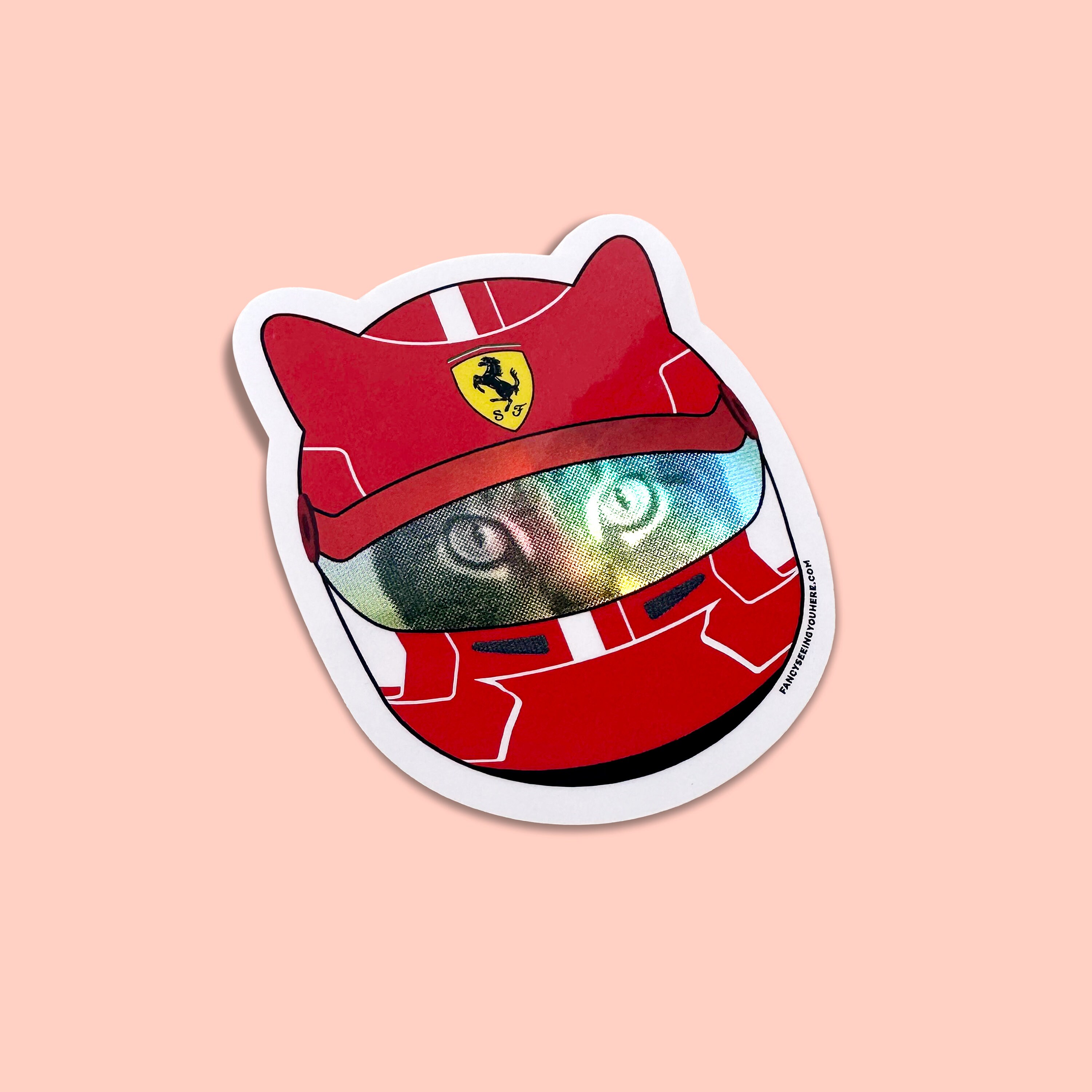 Ferrari F1 Race Cat Sticker – Charles Leclerc Holographic Helmet Decal ...
