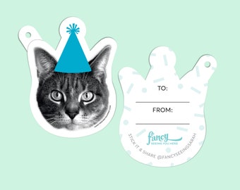 Party Cat Gift Tag Sticker – Birthday Kitty