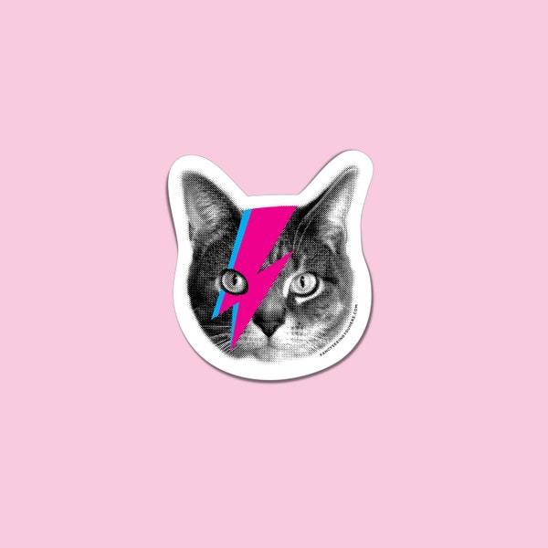 bowie cat sticker or magnet - david bowie cat vinyl sticker - david bowie art - kitty stardust cat decal - laptop sticker