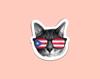 Puerto Rican cat sticker - PR love kitty - Boricua pride - Puerto Rico flag