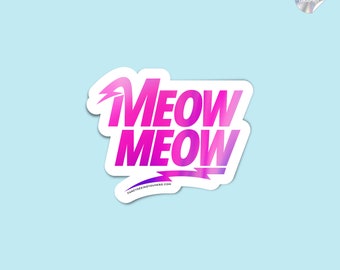 Holographic Meow Sticker: Rainbow Metallic Cat Decal