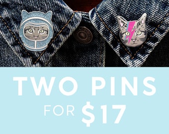 Mix and Match Enamel Pin Deal - Pick 2 Pin Bundle - kitty lapel pins - cat lover pins