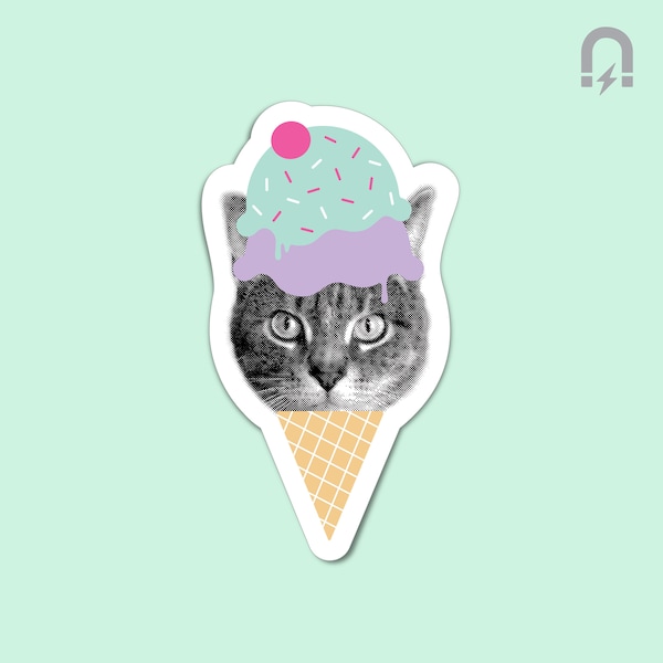 Ice Cream Cat Art Etsy