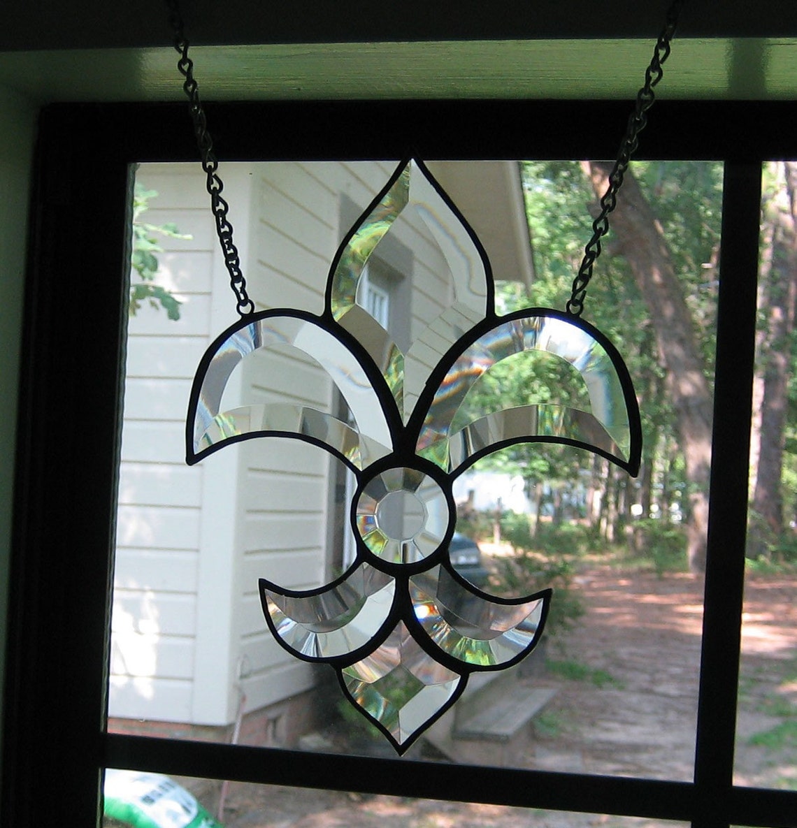 Fleur de Lis Stained Glass Window Panel Bevel Cluster Etsy