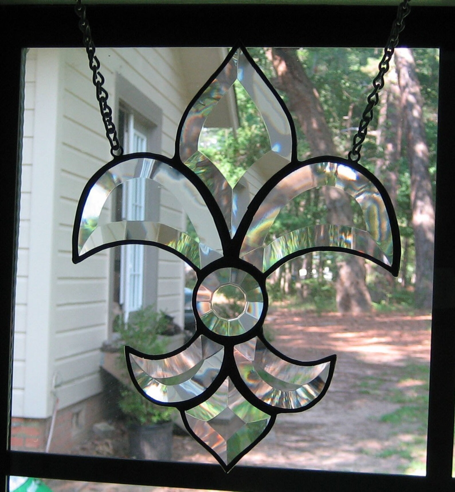 Fleur de Lis Stained Glass Window Panel Bevel Cluster Etsy