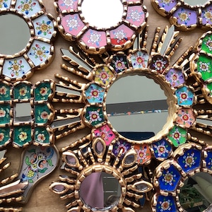 Mirror Wall Decor Peruvian Home Living small mirrors individual Inca Boho Decoration handmade travel souvenir gold,multiple color available