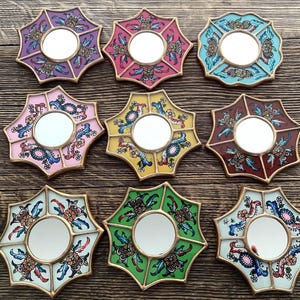 Handgjord peruansk 13 cm väggspegel, Inka Boho-dekor, resesouvenir