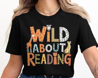 Wild About Reading Png, Sublimation Design, Bookish Png, Book Lover Png, Funny Png, Animal Png, T-Shirt Design, Instant Download Png,