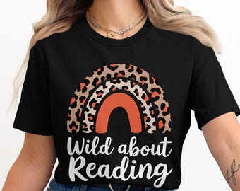 Wild About Reading PNG, Leopard Print Reading Shirt Design, Teacher Sublimation, Book Lover PNG, Library Digital Download