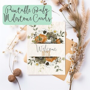 Cartes jalons bébé fleur aquarelle | mensuelles imprimables pour bébé | Esthétique bébé bohème | Téléchargement instantané