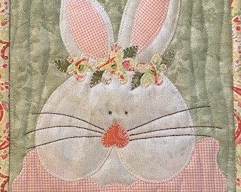 Begonia Bunny Mug Rug PDF pattern by Quilt Doodle Designs