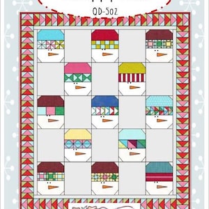Patrón PDF de colcha de muñeco de nieve de Scrappy Hats de Quilt Doodle Designs