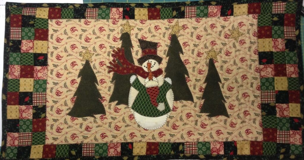 Snow In Love Snowman Tablerunner PDF Pattern from Quilt Doodle Designs