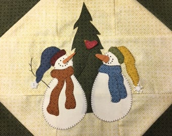 Snow Much Fun BOM 2018 'Bird Watching Snowmen' January's Block PDF Pattern