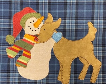 Woodland Friends Applique  PDF Pattern for Tea Towel, A cute Christmas Design