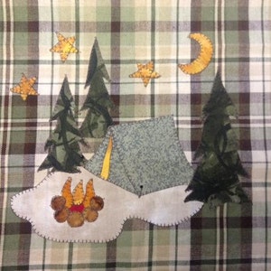 A Sweet Little Tent Applique  PDF Pattern for Tea Towel