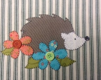 Hedgie the Hedgehog Applique PDF Pattern for Tea Towel