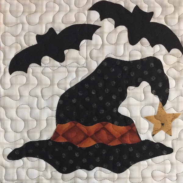 Witchy Poo's Hat Mug Rug applique Mini Quilt PDF pattern