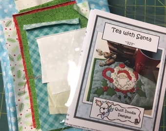 Tea With Santa Mug Rug Pattern and fabric Kit