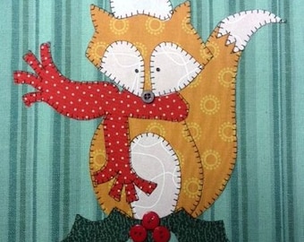 Winter Visitor Fox Applique PDF Pattern for Tea Towel