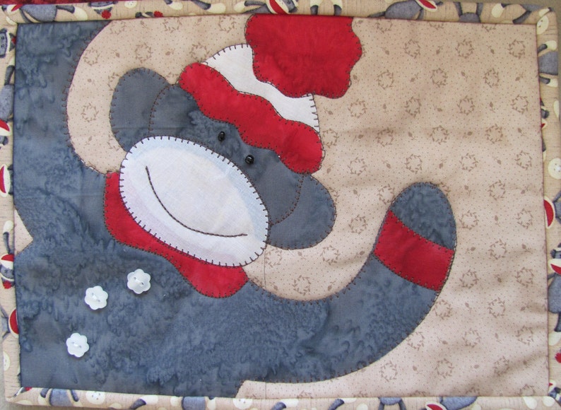 Monkey Love Mug Rug PDF Pattern image 1