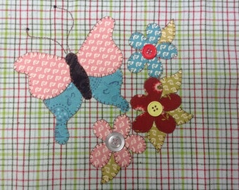 Garden Butterfly Applique PDF Pattern for Tea Towel