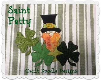 St. Patty  Applique  PDF Pattern for Tea Towel