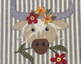 Patrón PDF Highland Cow para apliques de Quilt Doodle Designs