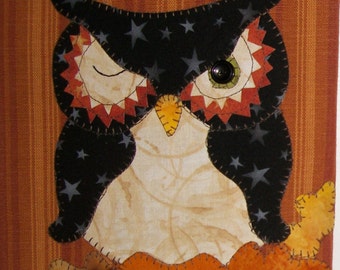 Halloween Owl Applique PDF Pattern for Tea Towel