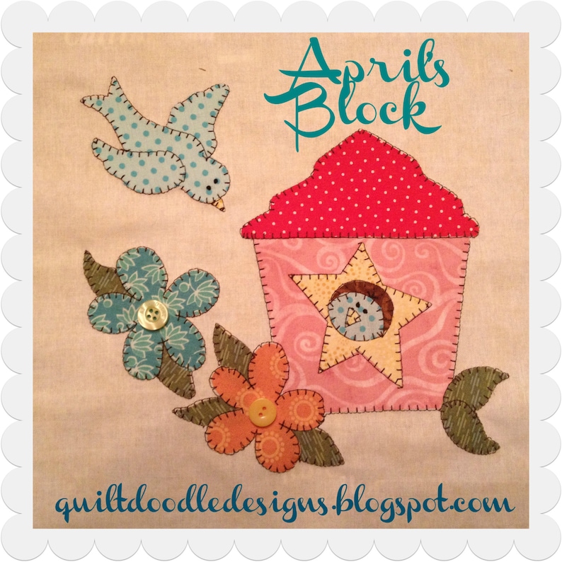 My Favorite Things Quilt Doodle Designs April's Block 2015 Etsy