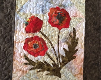 Pretty Poppies Table Runner PDF pattern from Quilt Doodle Designs