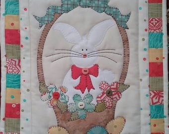 Bunny Basket Mini Quilt or Wall Hanging PDF Pattern from Quilt Doodle Designs