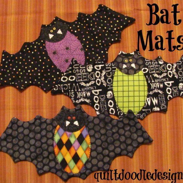 Going Batty Bat Mug Mats for Halloween PDF pattern
