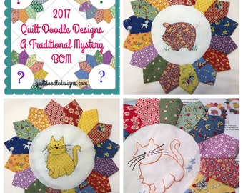 January A Traditional Mystery BOM Quilt Doodle Designs January&#39;s Block 2017