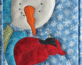 Sing For Me Snowman and Cardinal Mug Mat PDF Pattern