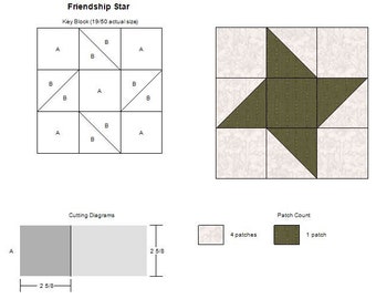 Friendship Star Block Directions for BOM 2022 printed pattern