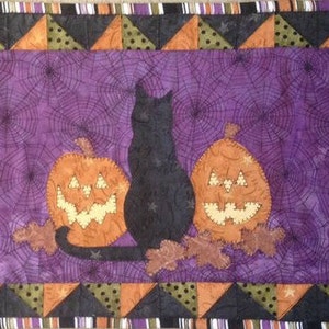 It's a Black Cat Halloween Table Runner Quilt Pattern  PDF From Quilt Doodle Designs