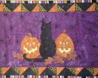 It's a Black Cat Halloween Table Runner Quilt Pattern  PDF From Quilt Doodle Designs