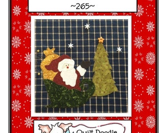 Santa's Sleigh Applique  Pattern for Tea Towel or table runner